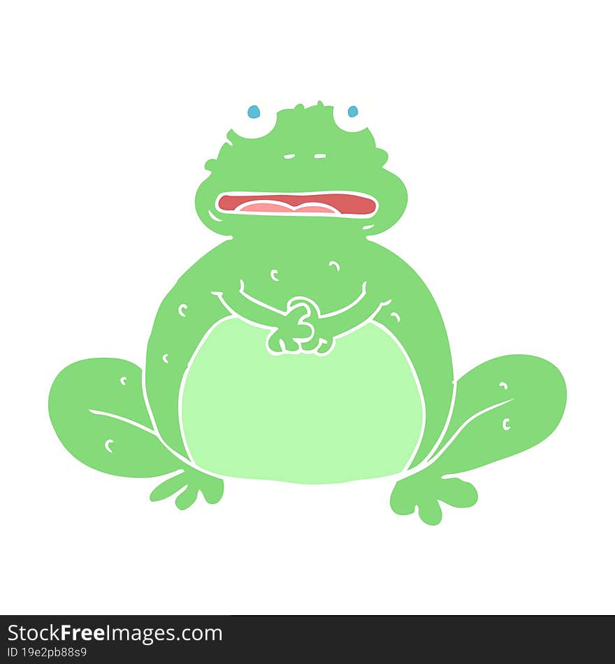 flat color illustration of a cartoon frog