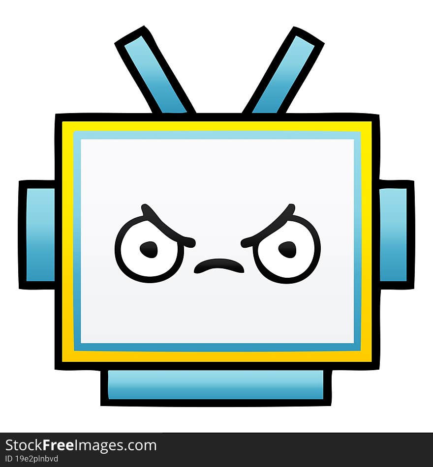 Gradient Shaded Cartoon Robot Head