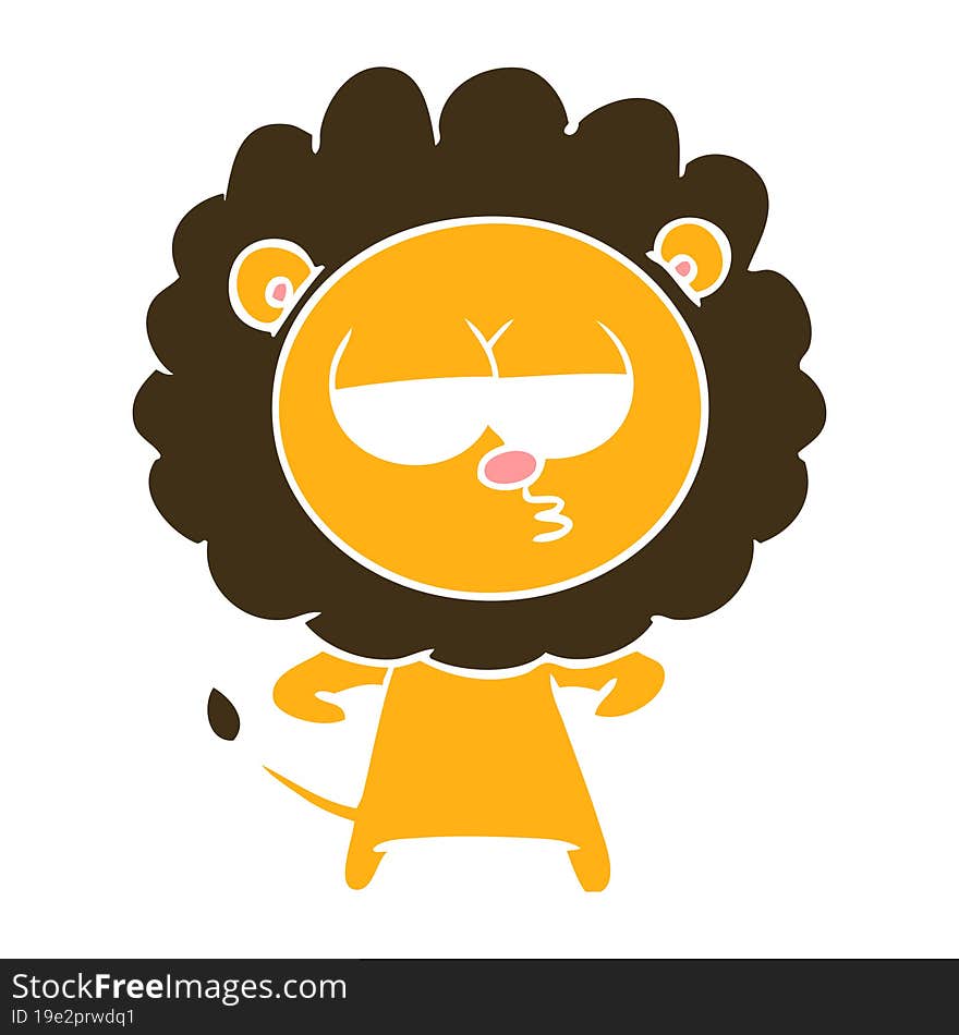 flat color style cartoon bored lion