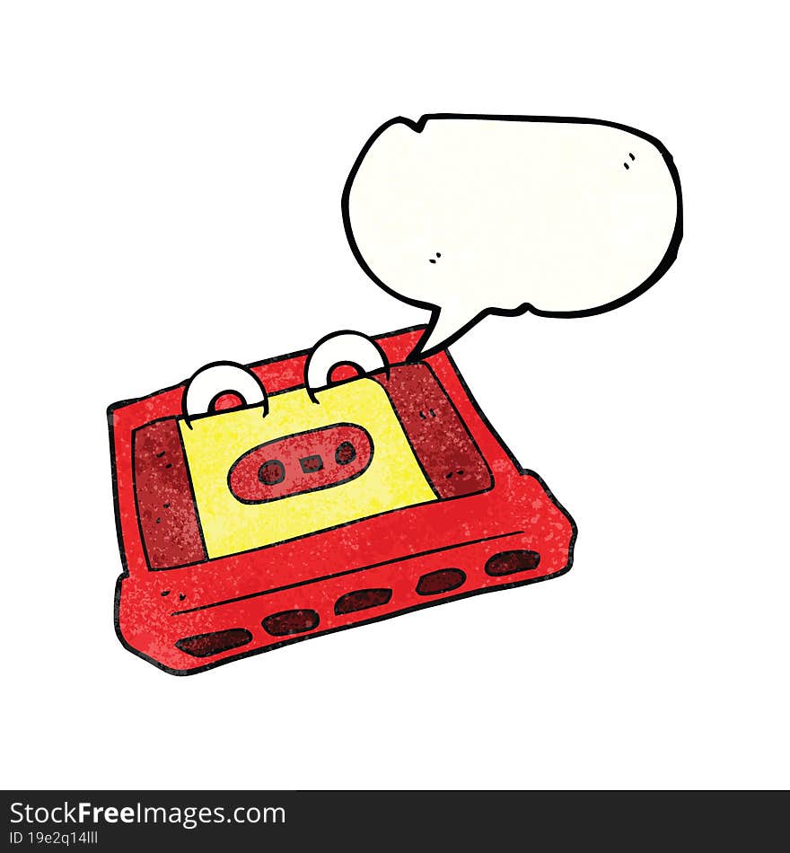 freehand speech bubble textured cartoon cassette tape