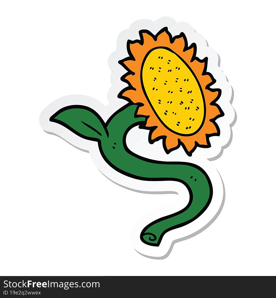 sticker of a cartoon sunflower