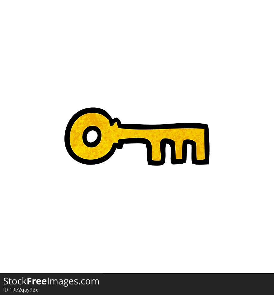 textured cartoon doodle of a brass key