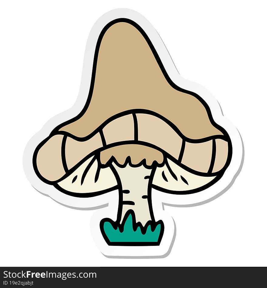 sticker cartoon doodle of a single mushroom