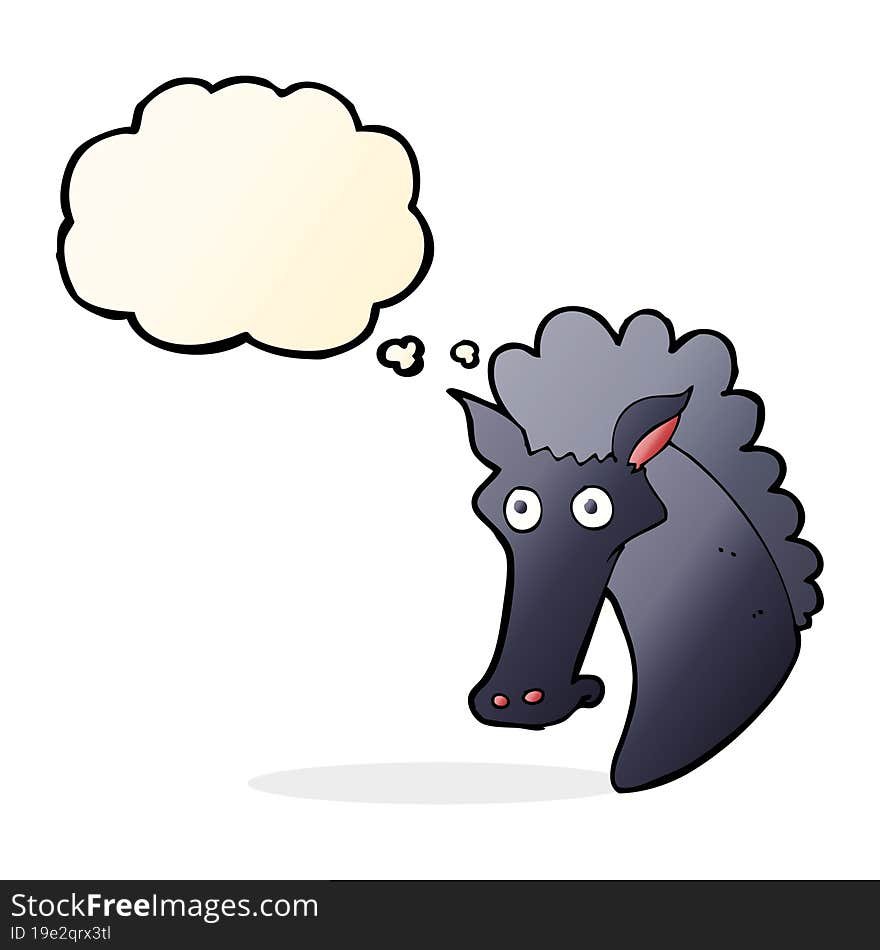 cartoon horse head with thought bubble