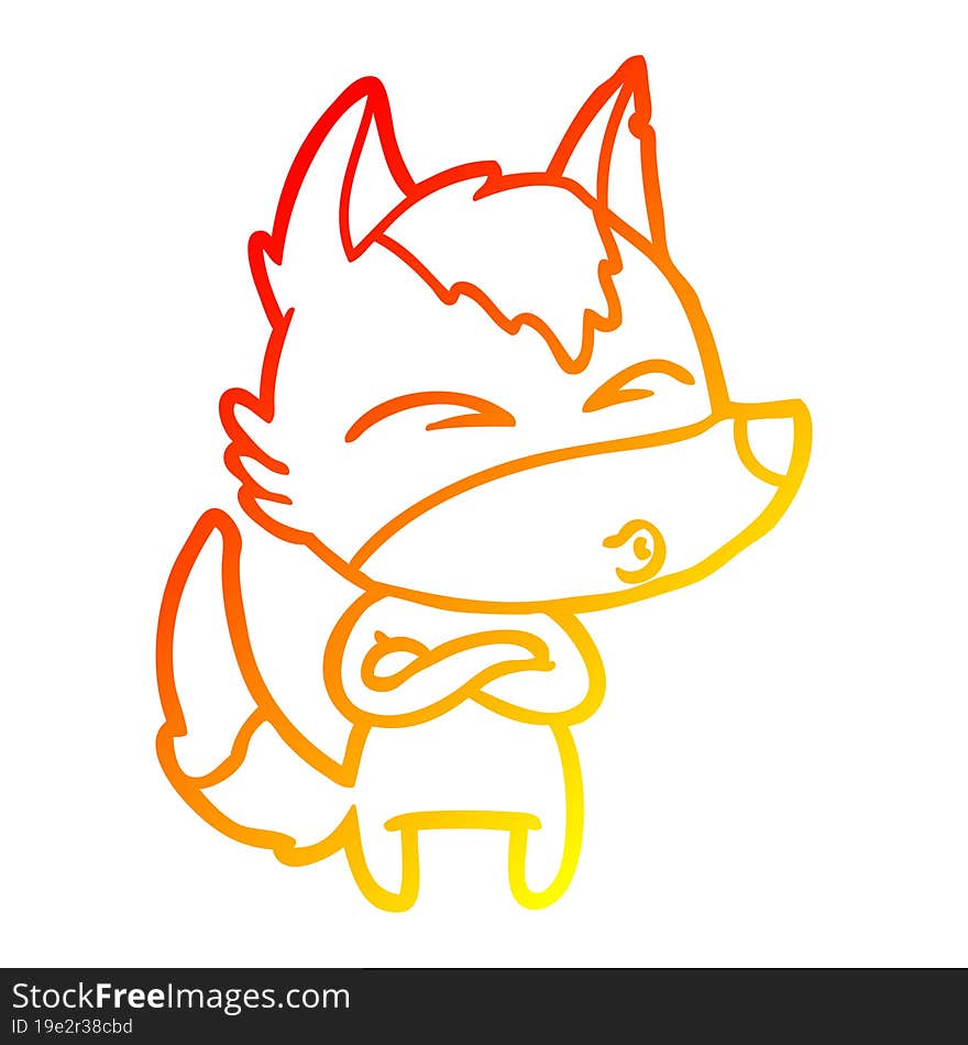 warm gradient line drawing cartoon wolf whistling