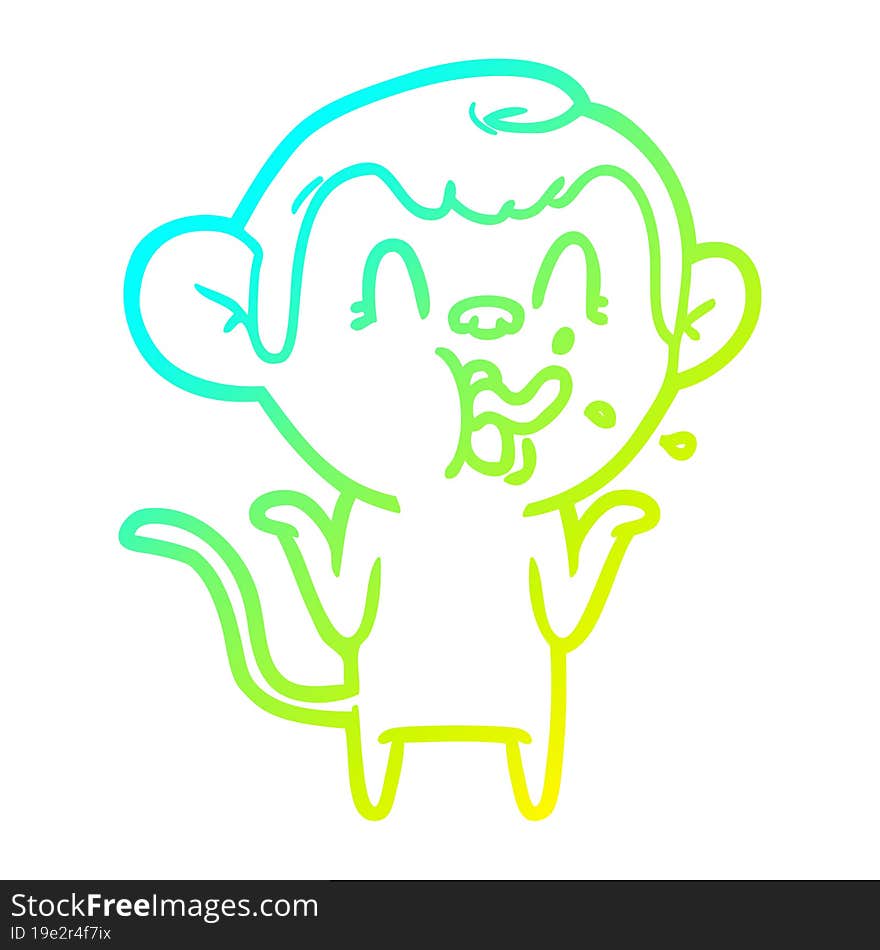 cold gradient line drawing crazy cartoon monkey