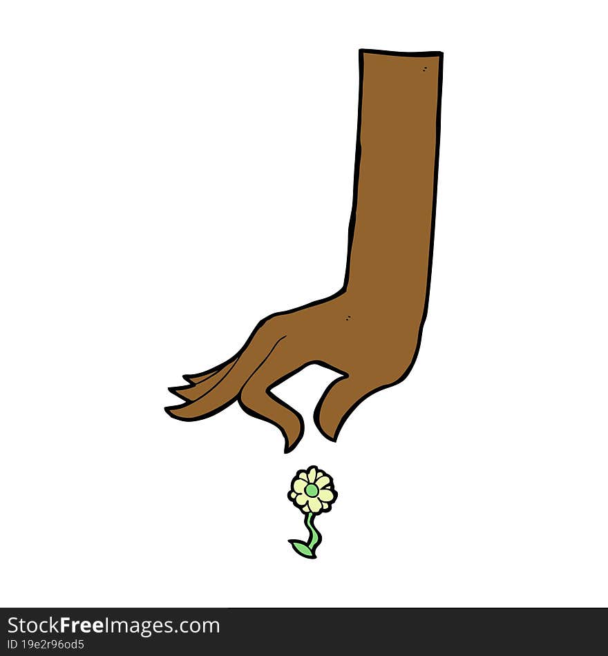 Cartoon Hand Picking Flower