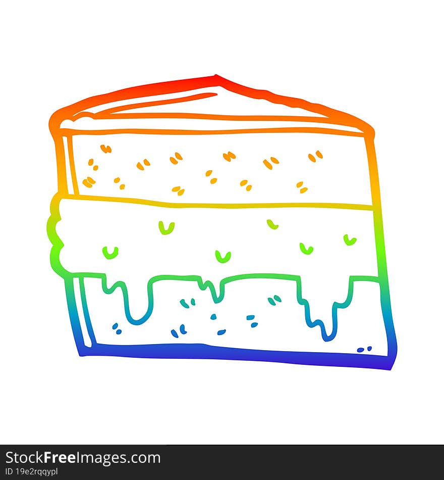 rainbow gradient line drawing cartoon cake