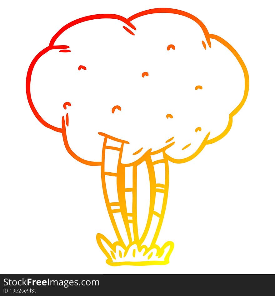 warm gradient line drawing of a Cartoon tree