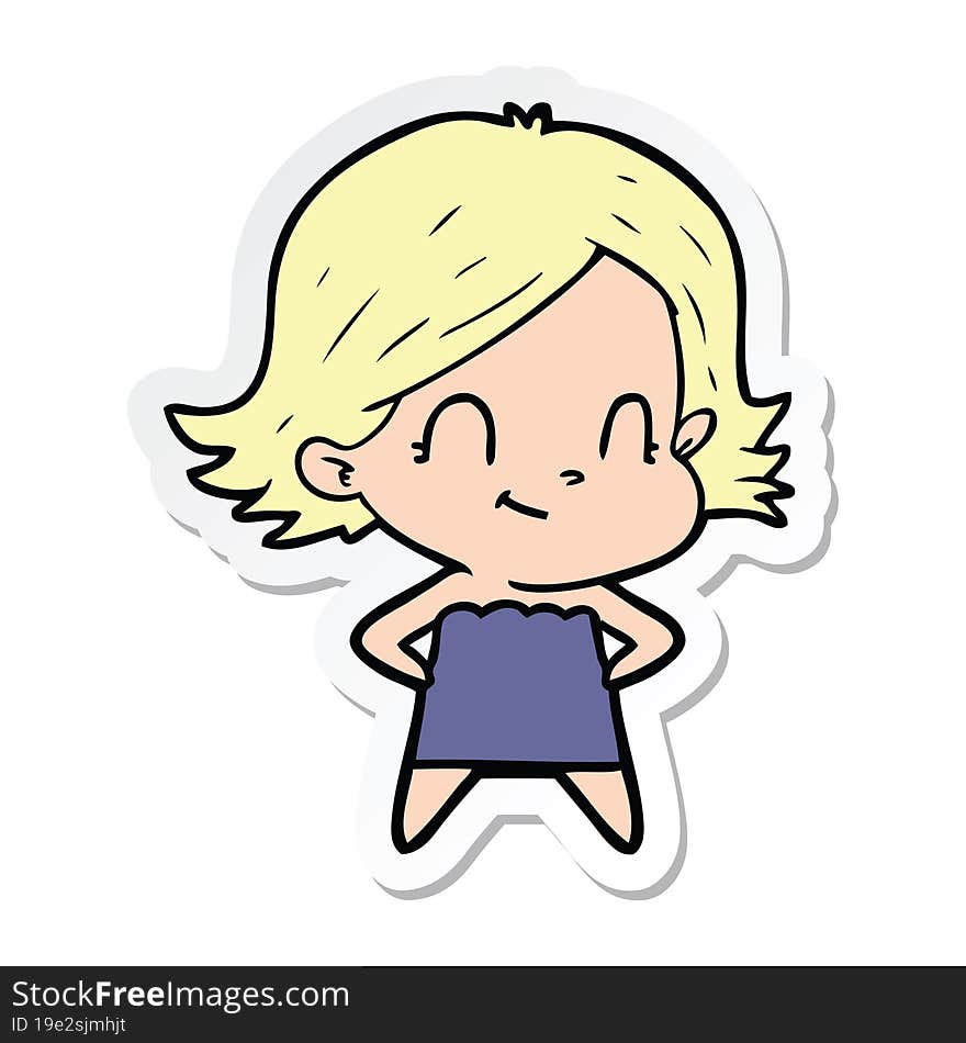 sticker of a cartoon friendly girl