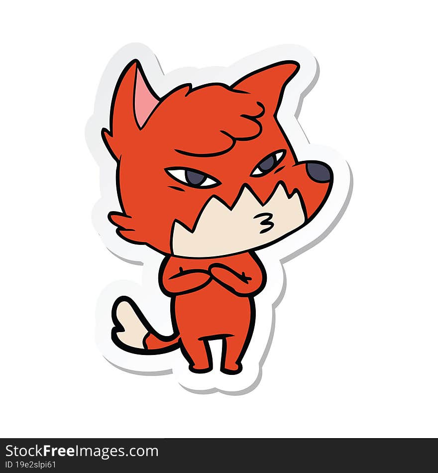 sticker of a clever cartoon fox