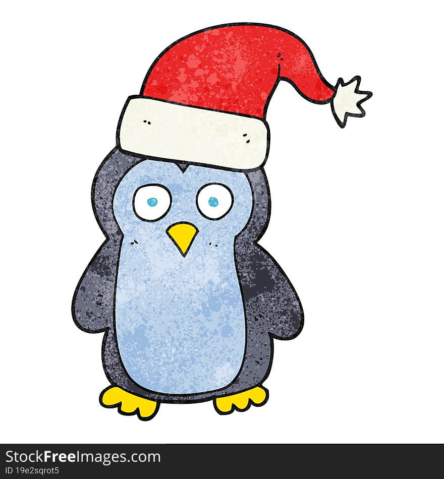 freehand textured cartoon penguin