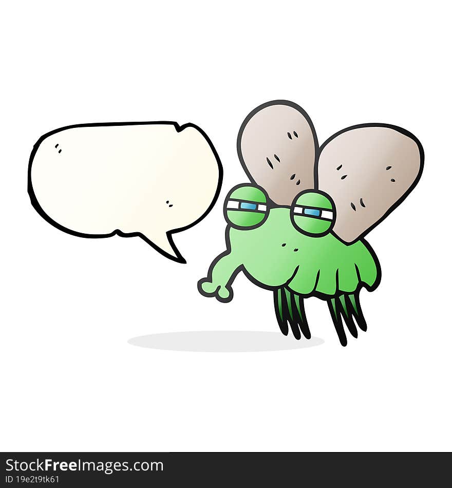 freehand drawn speech bubble cartoon fly