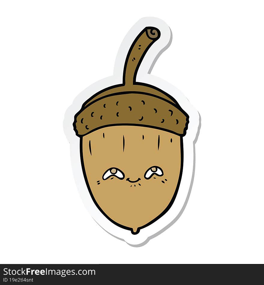 sticker of a cartoon acorn