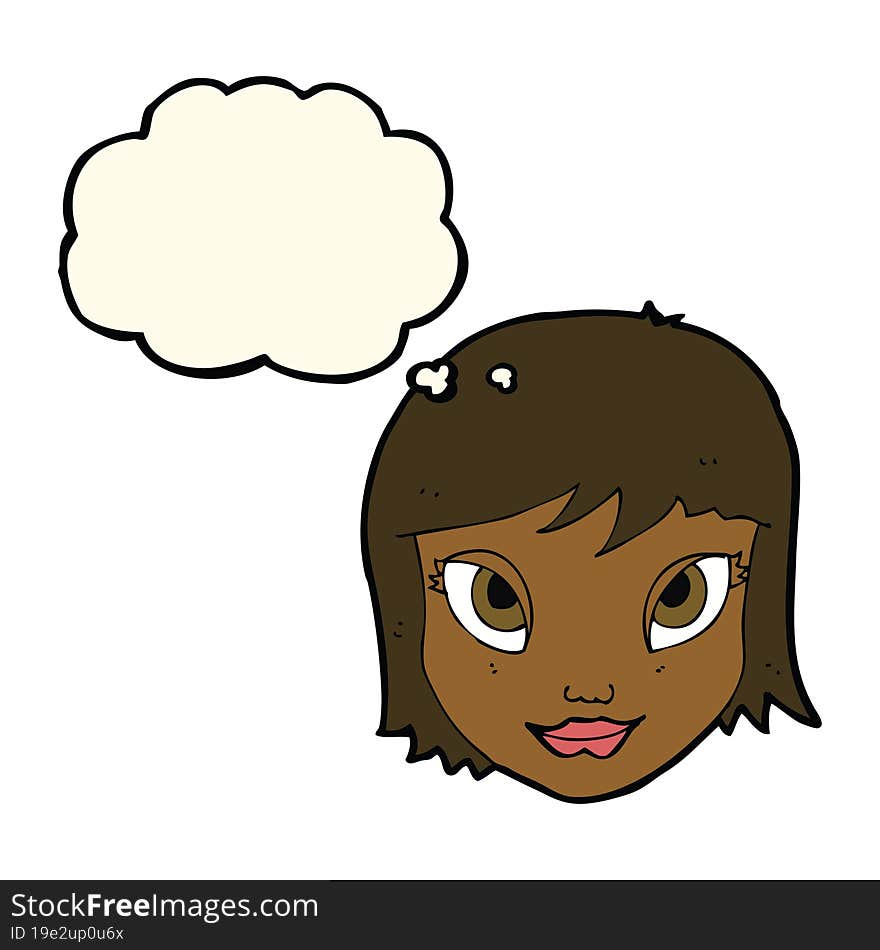 Cartoon Female Face With Thought Bubble