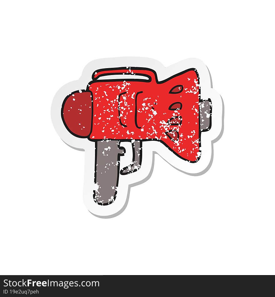 retro distressed sticker of a cartoon loud hailer