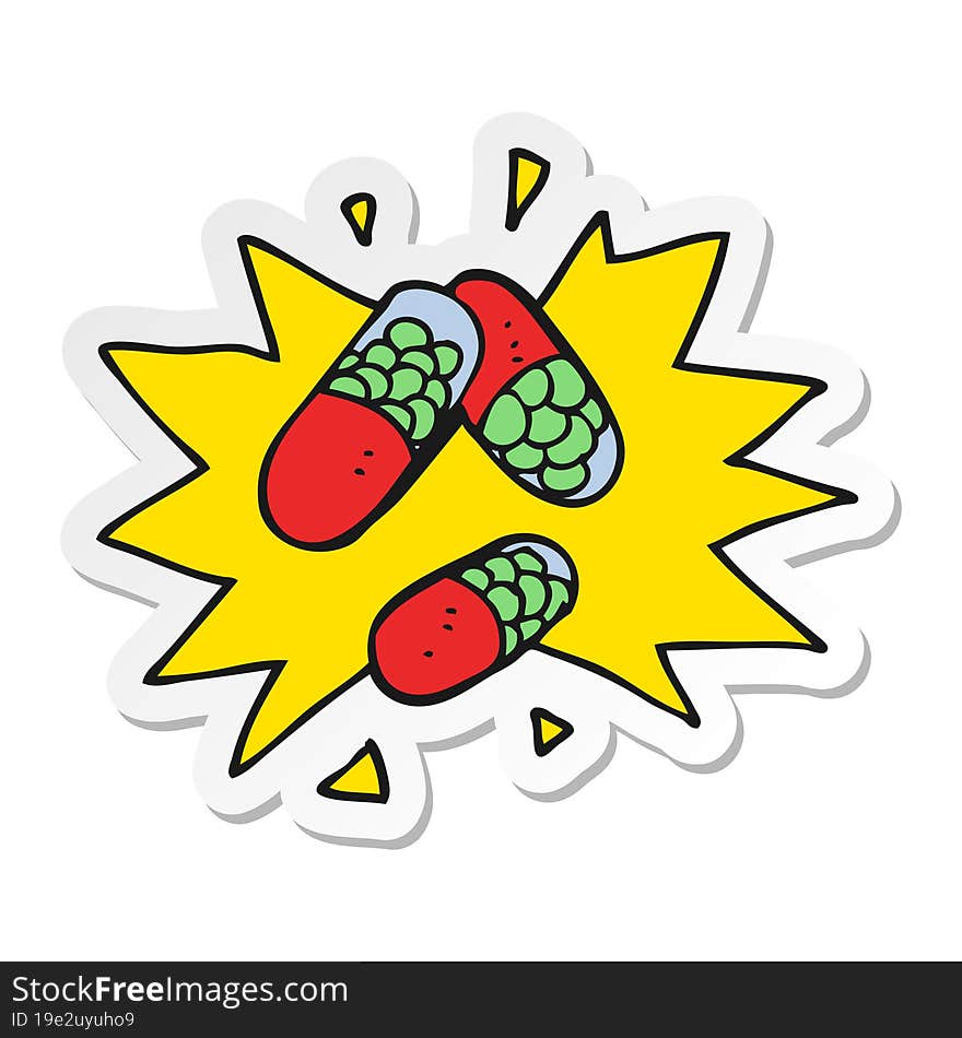 sticker of a cartoon medical pills