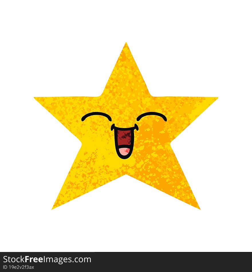 retro illustration style cartoon gold star