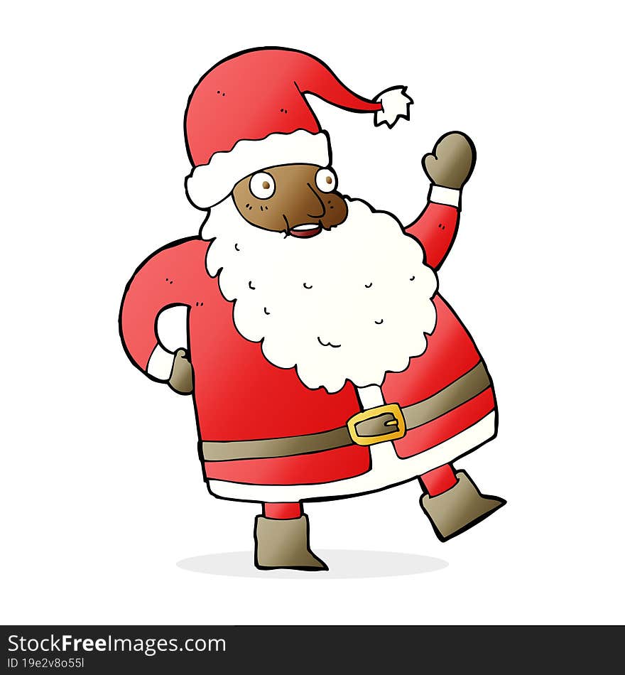 funny waving santa claus cartoon