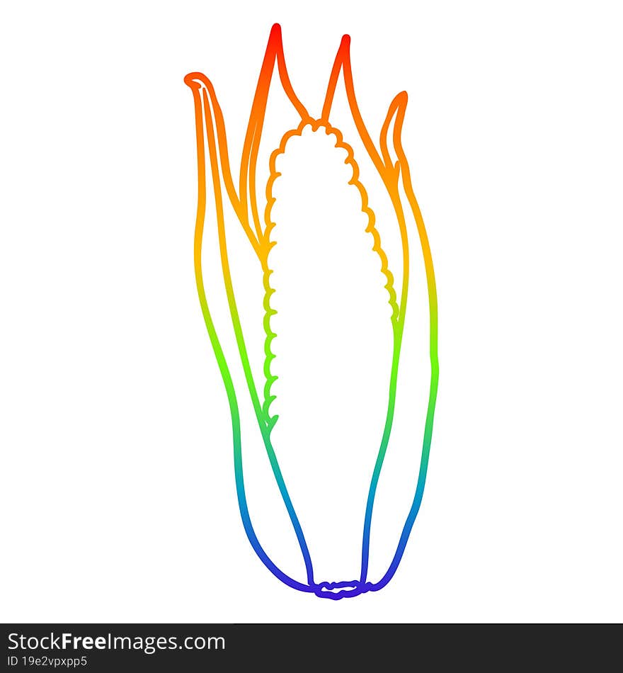 rainbow gradient line drawing of a organic corn