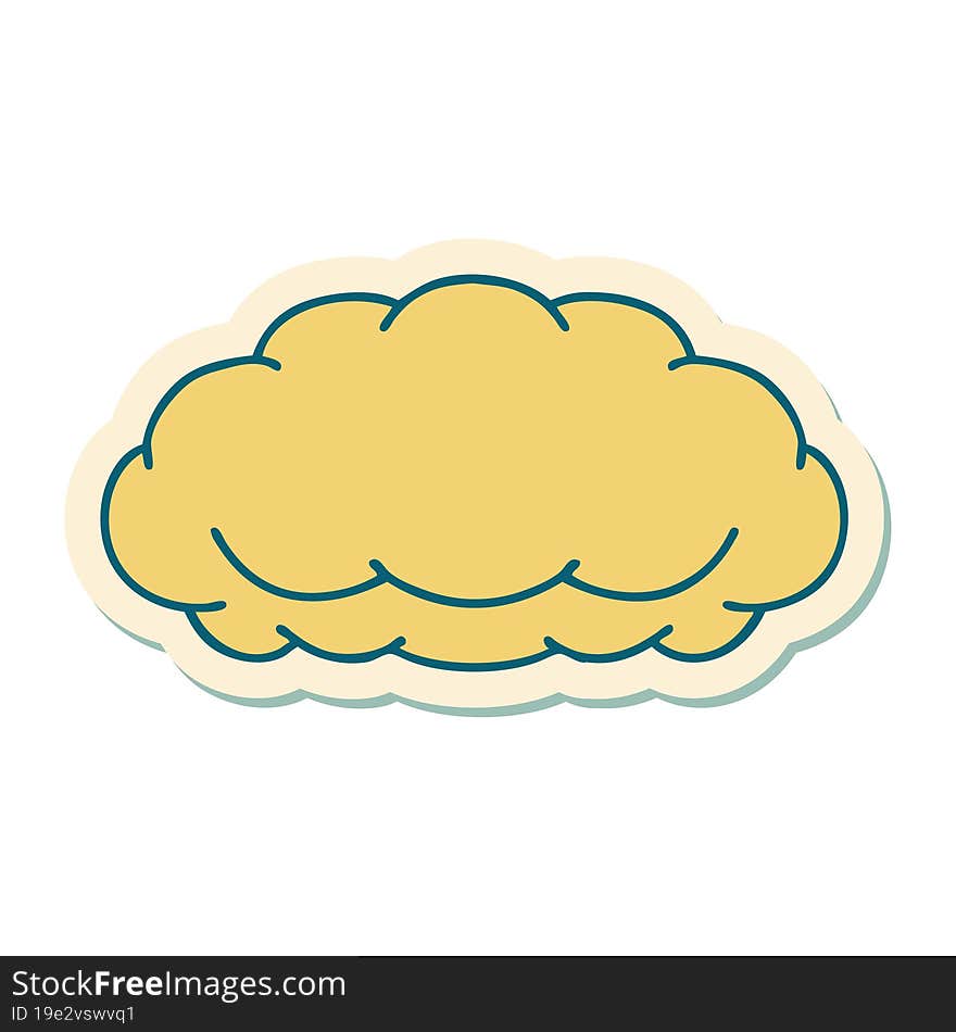 tattoo style sticker of a cloud a grey cloud