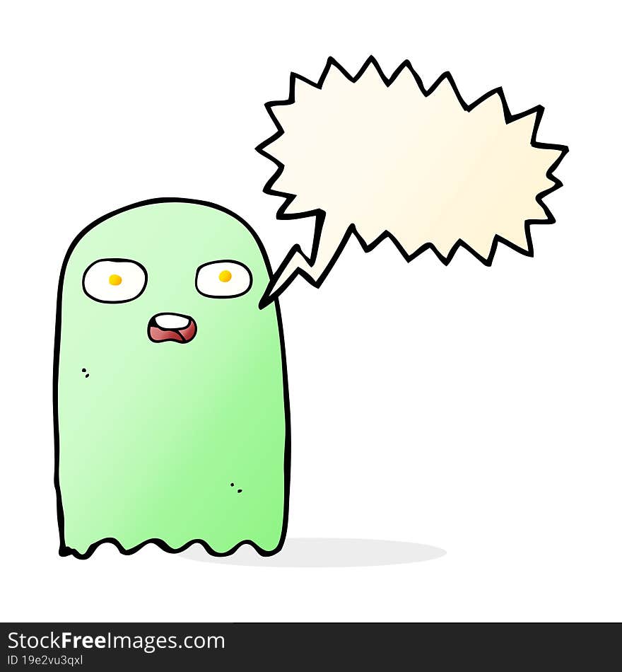 funny cartoon ghost with speech bubble