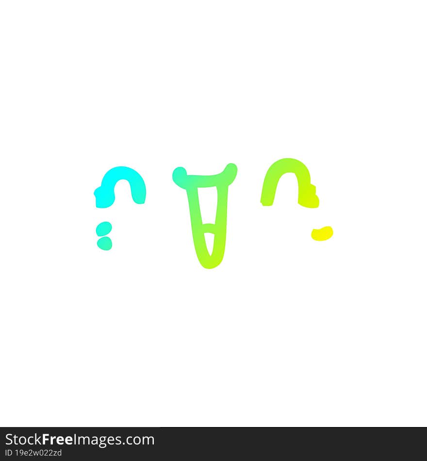 cold gradient line drawing of a happy cartoon face