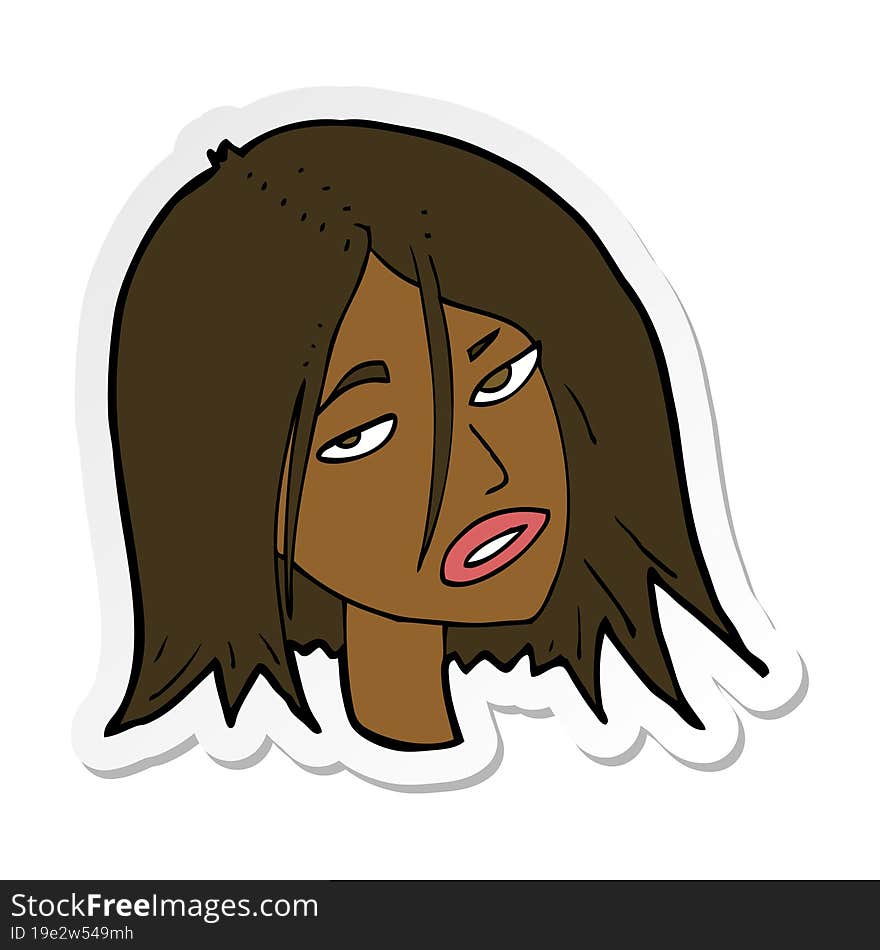 sticker of a cartoon annoyed woman