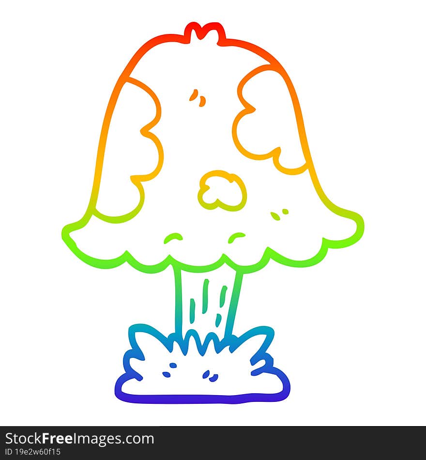 rainbow gradient line drawing cartoon mushroom