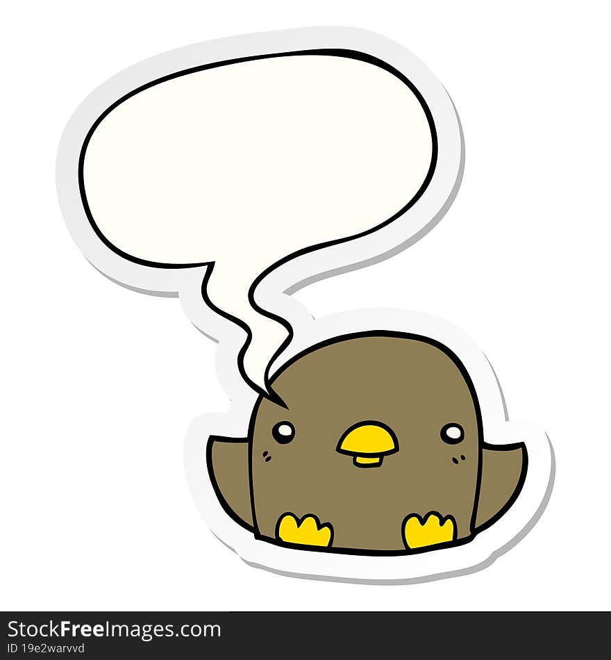 Cartoon Chick And Speech Bubble Sticker