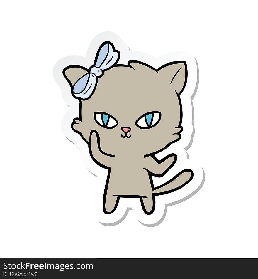 sticker of a cute cartoon cat