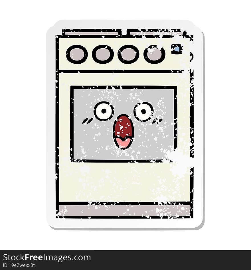 distressed sticker of a cute cartoon kitchen oven