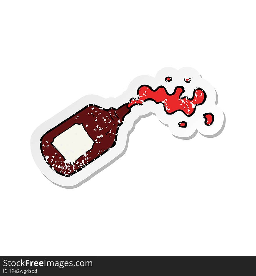 retro distressed sticker of a cartoon squirting blood bottle