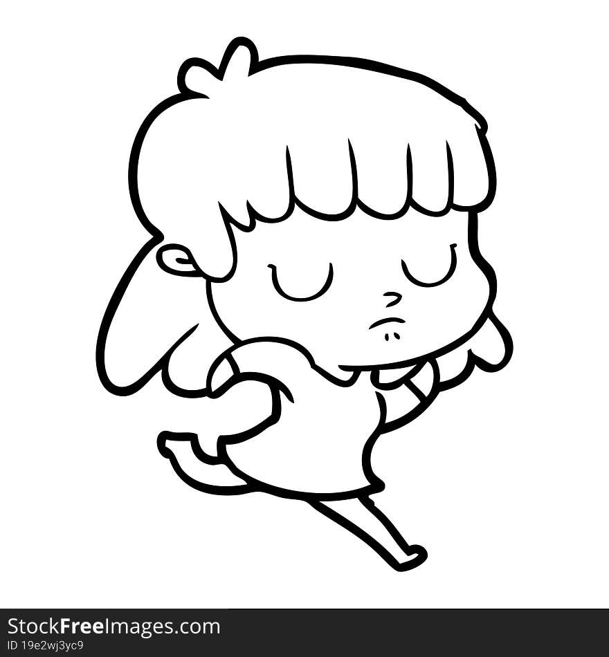 cartoon indifferent woman running. cartoon indifferent woman running