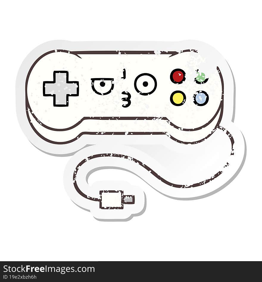 distressed sticker of a cute cartoon game controller