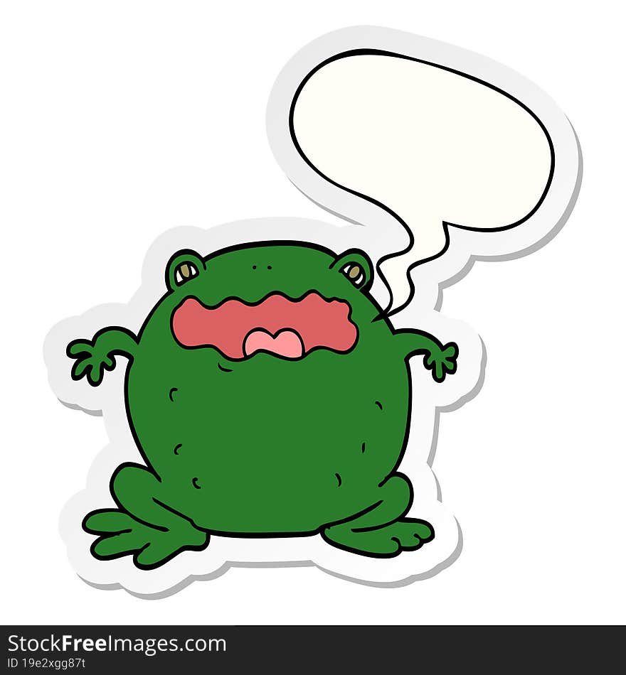 Cartoon Toad And Speech Bubble Sticker