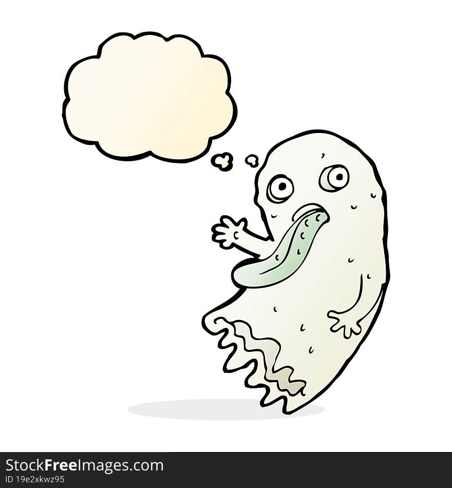 Gross Cartoon Ghost With Thought Bubble