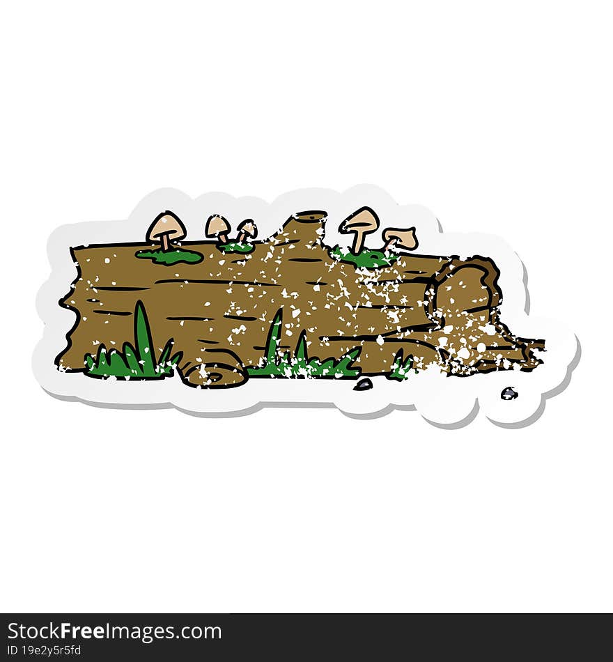 distressed sticker cartoon doodle of a tree log