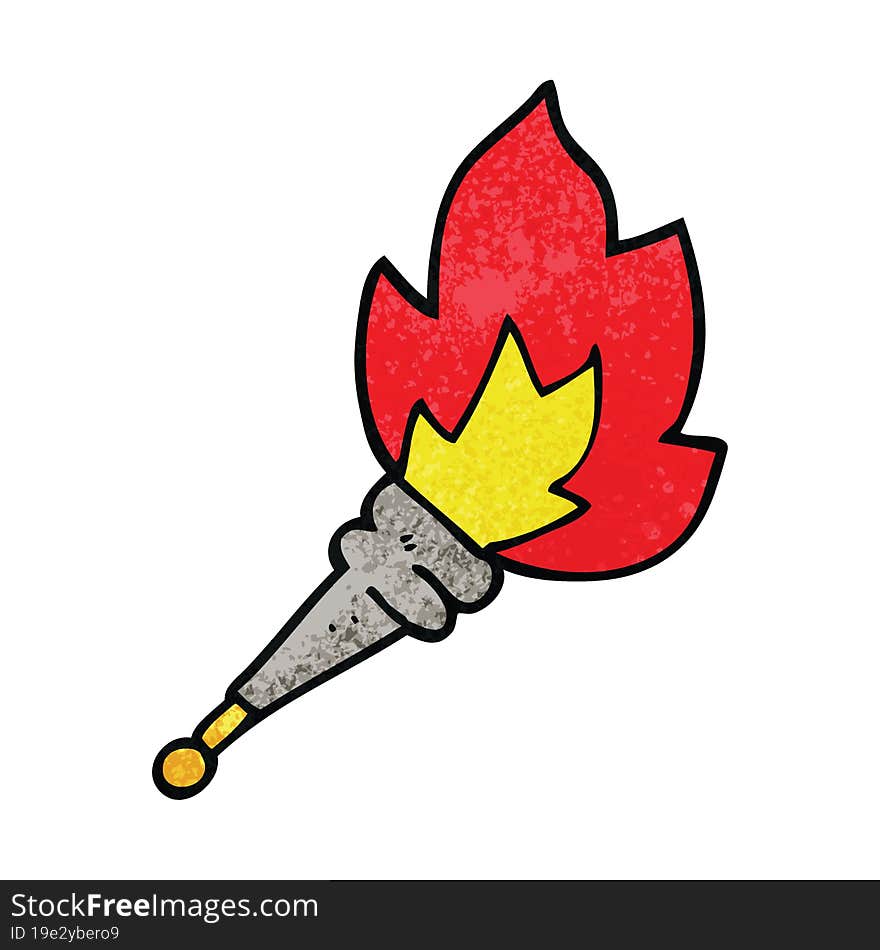 cartoon doodle flaming torch