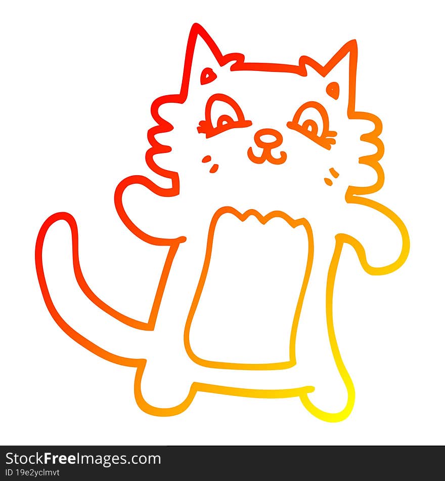 warm gradient line drawing cartoon dancing cat