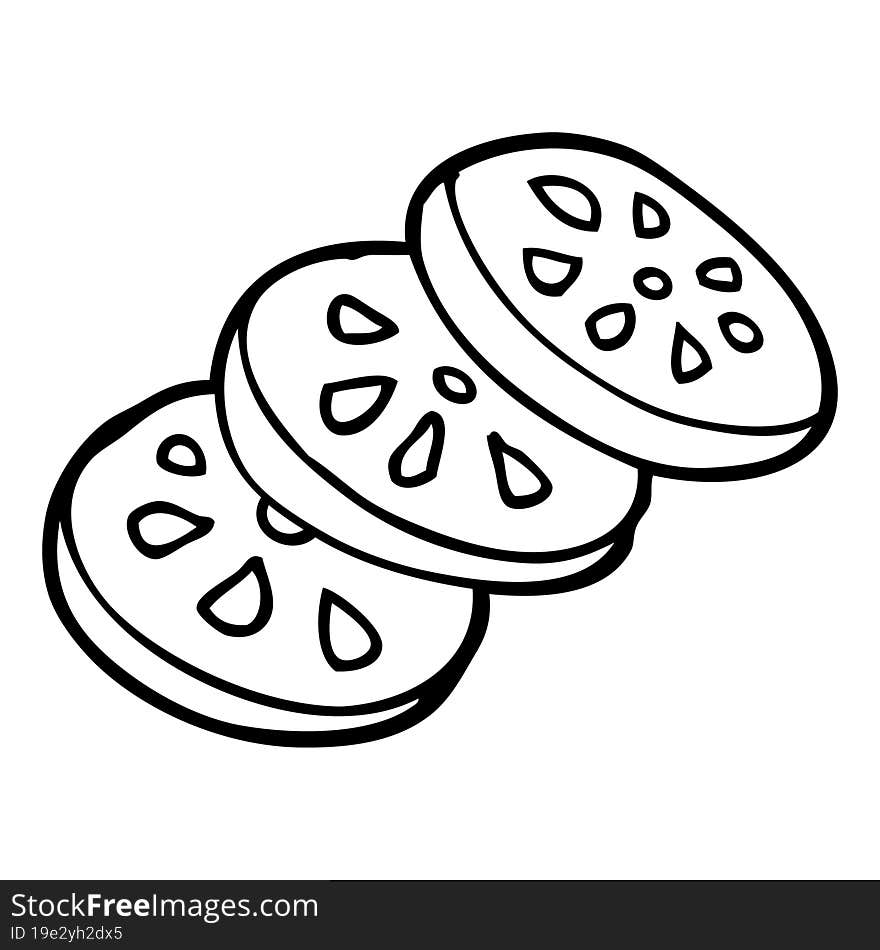 line drawing cartoon sliced tomato