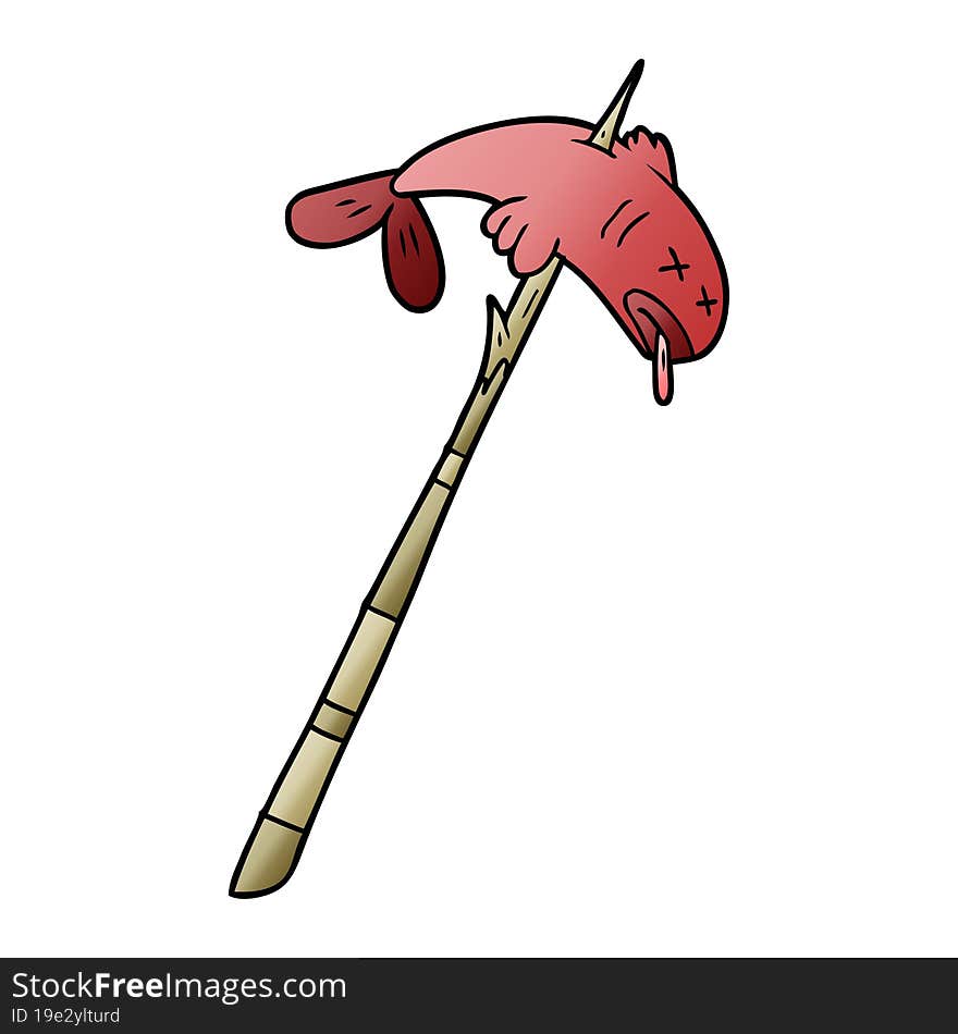 cartoon fish speared. cartoon fish speared