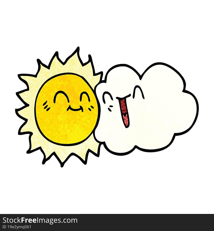 Cartoon Doodle Happy Sunshine And Cloud