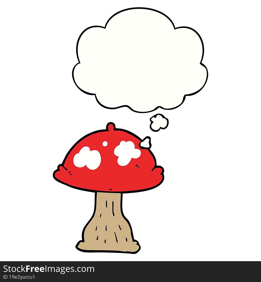 cartoon mushroom with thought bubble. cartoon mushroom with thought bubble