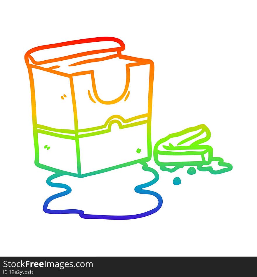 rainbow gradient line drawing empty box of fries