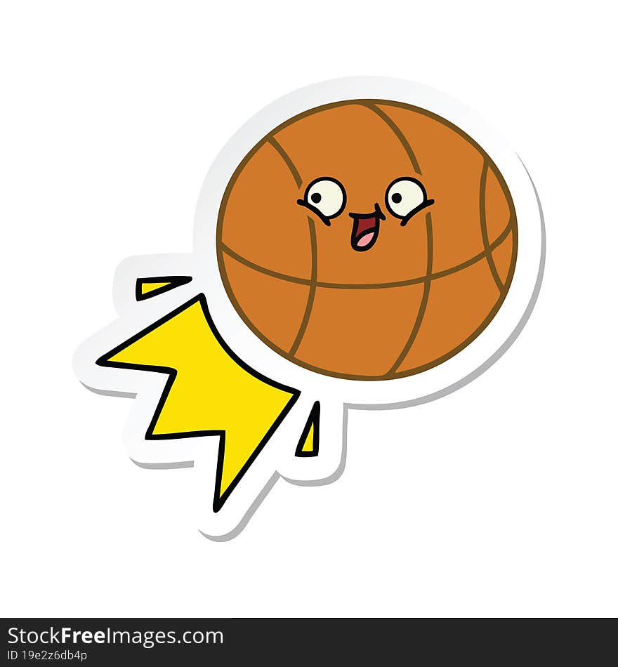 Sticker Of A Cute Cartoon Basketball