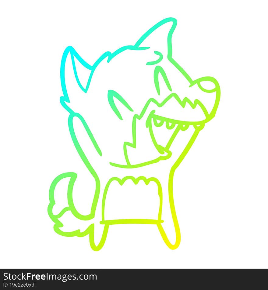 cold gradient line drawing laughing fox cartoon