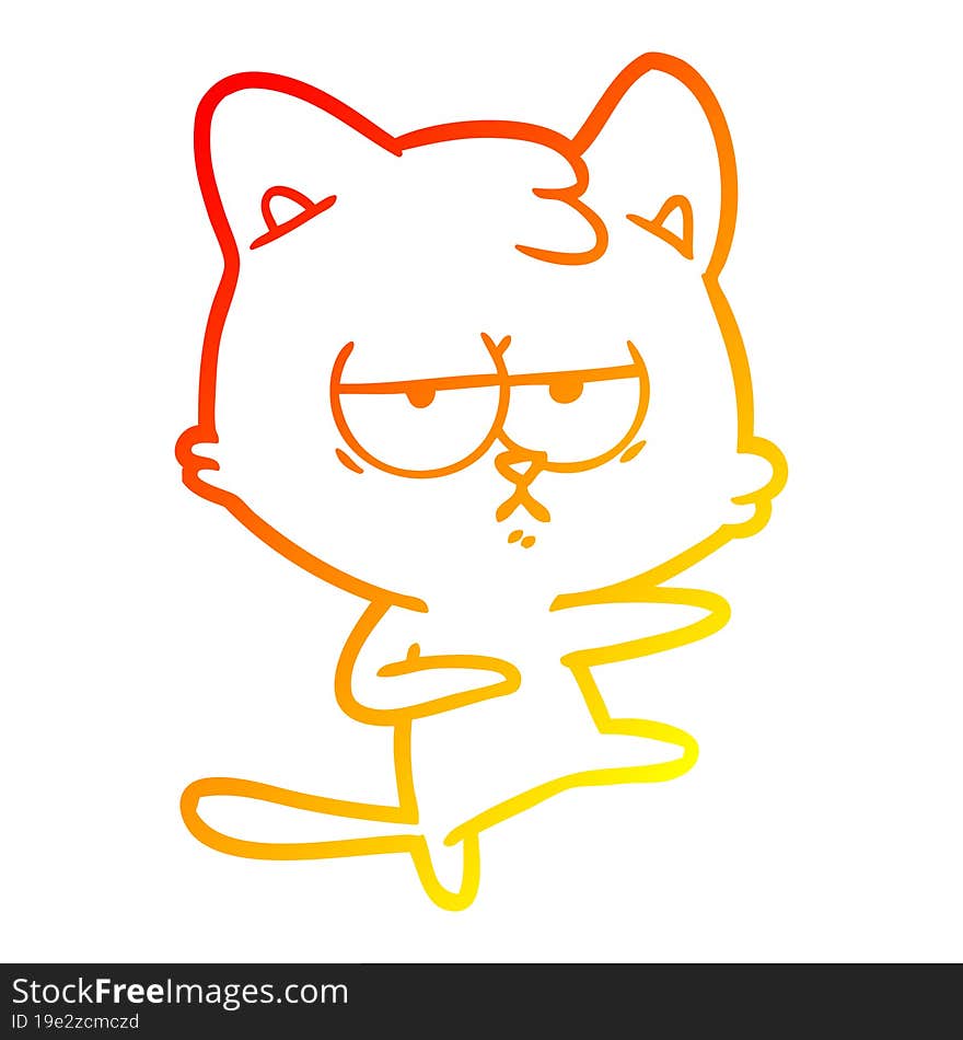 warm gradient line drawing bored cartoon cat