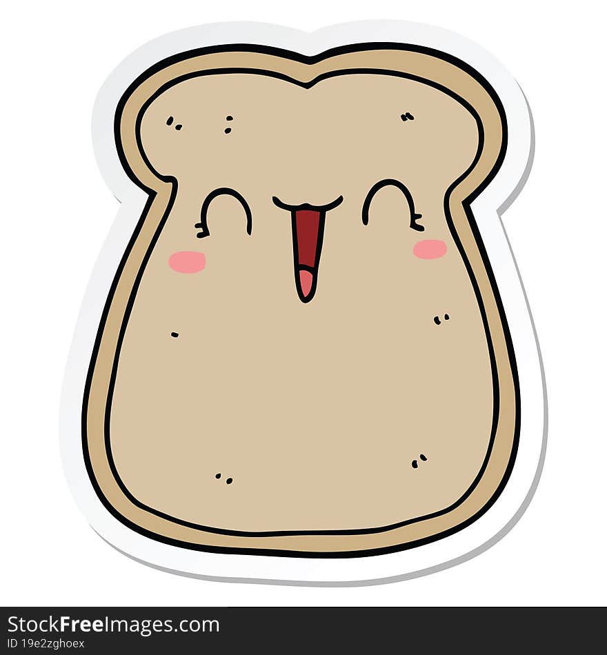 Sticker Of A Cute Cartoon Slice Of Toast