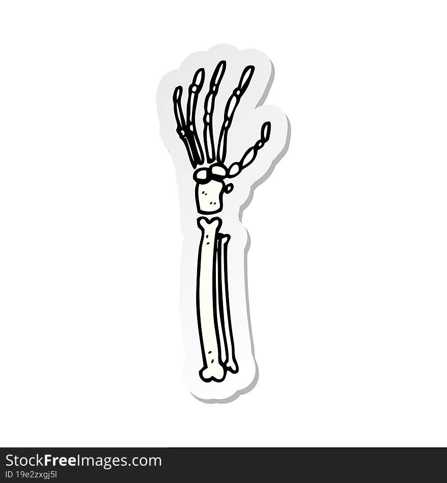 Sticker Of A Cartoon Skeleton Hand